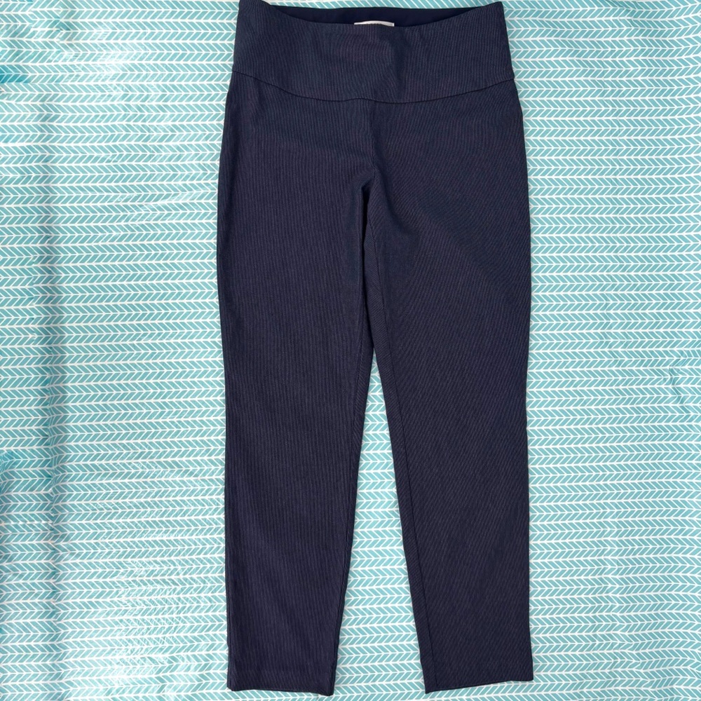 S.C. & CO. Navy Tiny Houndstooth Slim Fit Pull-On Pants, 14